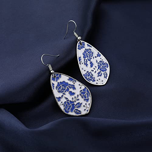 Bohemian Drop Earrings for Women Lightweight Floral Pattern Epoxy Resin Tie Dye Elegant Teardrop Dangles Earrings for Women Colorful Flower Pattern Statement Earrings3