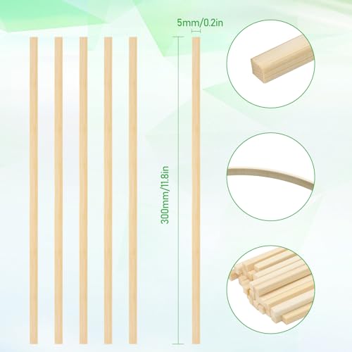 QEEYON Bamboo Strips, 30 Pack 300mm x 5mm Natural Square Bamboo Sticks - Image 2