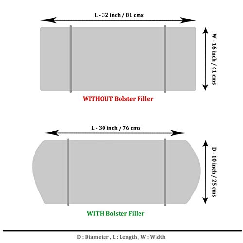 Outlay Home Luxury chennile Bolster Cover, Round Pillow Cover Set of 2, Masand Cover - 32 * 16 inches, Navy Blue