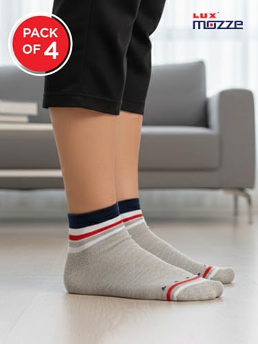 Image of Orbit Ankle Length Socks for Men |Made With Durable & Breathable Cotton | Ideal for Gym, Running, Office | 3 Pair -Multicolor