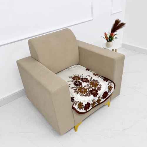 Image of Homerz Premium 'Surya Series' Sofa Cover | Stylish Sofa Protector | Net Fabric | Anti-Stain & Washable Slip Cover Exact Size Antislip (Daisy Brown, 1 Seater, Only Seat Cover)