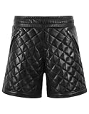 Smart Range Leather Schwarze Gesteppte Ledershorts für Herren – Hohe Taille, echtes Lammleder, Rautensteppmuster, mit Reißverschlusstaschen 6521 (DE/NL/SE/PL, Bundweite, 28, Regular, Regular, Black)