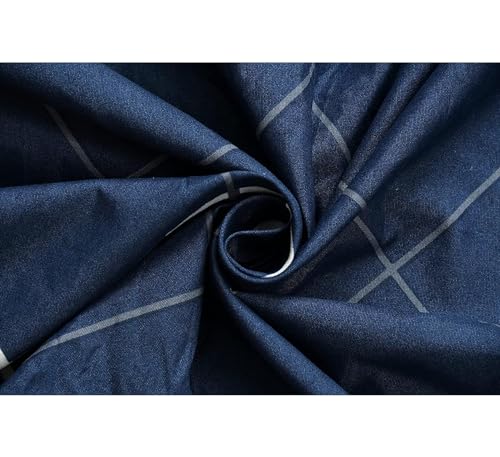 Image of Combo Pack of 2 Elastic Fitted Bedsheet 1 for Double Bed and 1 for Single Bed of Same Print 200TC(Blue White LINE)