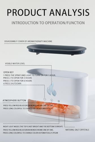 Image of QIWA Flame Aroma Diffuser & Cool Mist Humidifier with Himalayan Salt Crystals | 7-Color Ambient Night Light | Essential Oil Fragrance Diffuser for Home, Bedroom, Office, Living Room & Relaxation