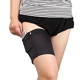 ZGFUSVFD Thigh Sock Strap,Anti-Slip Phone and Credit Card Holder - Thicken Women Thigh Garter Purse for Phone Security, M(55-60cm), Black