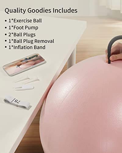 YOTTOY Exercise Ball for Pregnancy,Anti-Burst Yoga Ball for Physical Therapy,Stability Ball for Ball Chair Fitness with Pump (Pink) - Image 6
