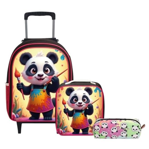 Mochila Escolar de Rodinha Menina | Kit Bolsa Infantil Reforçada Grande Passeio | 3 Peças