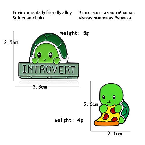 Cute Green Turtle Brooches for Women Girls Introvert Turtle Eating Pizza Jewerly for Kids Bag Shirt Lapel Enamel Pins Badge - style22