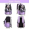 Cute Anime Style Backpack for Girls Cartoon Backpack for Teens Students Fashion School Bag with Pompom Charm (Black Purple) - Image 5