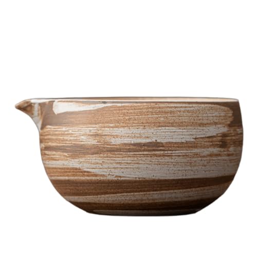 SIzlaho 陶器抹茶碗、注ぎ口付き、手作り抹茶セレモニー茶碗、サラダジュースカップ (A)