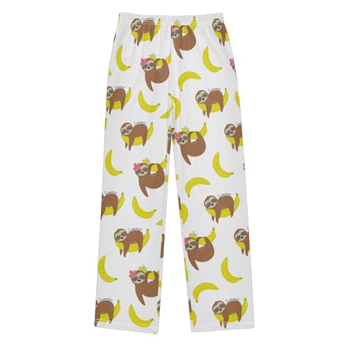 ZZXXB Summer Sloth Banana Boys Long Pants Soft Trousers Elastic Waist Kids Lounge Bottoms with Pockets S-XL