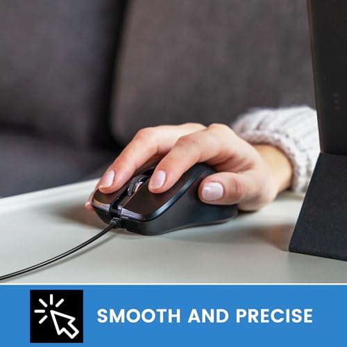 Perixx PERIMICE-221C Kabelgebundene Ergonomische Maus mit USB Typ-C Anschluss - 1,5 Meter Kabel - Optisches 1000 DPI Design - Schwarz – Ansicht 5