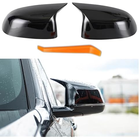 Qlhshop M Sport Side Mirror Covers Cap Replacement for 2017-2024 BMW X3 G01 G08 X4 G02 X5 G05 X6 G06 X7 G07 Car Mods Exterior Accessories Passenger Driver View Mirror Parts, Piano Black - 1 Pair Cover