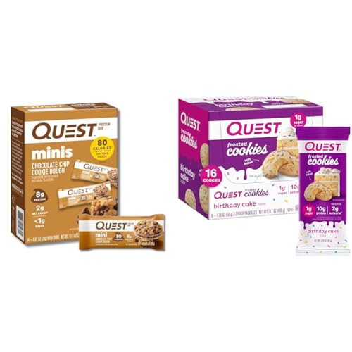 Quest Mini Chocolate Chip Cookie Dough Protein Bars 14 y Frosted Cookies 8 miniatura 1