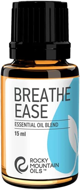 Rocky Mountain Oils Breathe Ease Essential Oil Blend – Eucalyptus & Peppermint for Congestion, Breathing & Sinus Support – Diffuser & Relaxation – 15ml