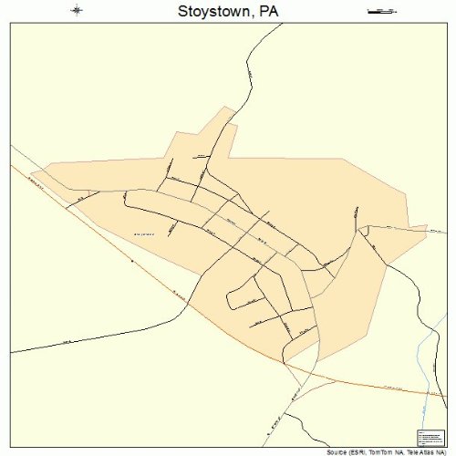 Large Street & Road Map of Stoystown, Pennsylvania PA Printed poster