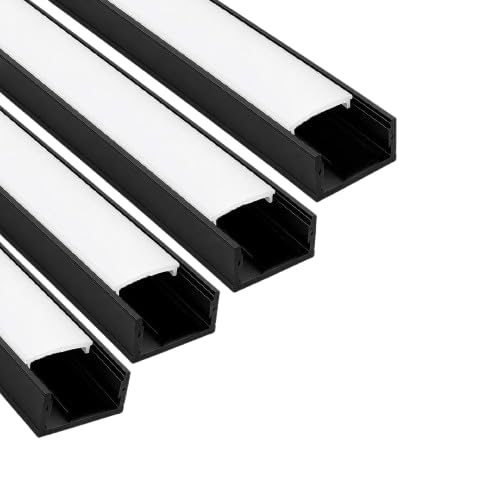 LED Aluminum Profile Channel for LED Strip Lights, Surface Mount LED Strip Housing with Frosted Diffuser, End Caps & Mounting Clips (Pack of 4)-image-40