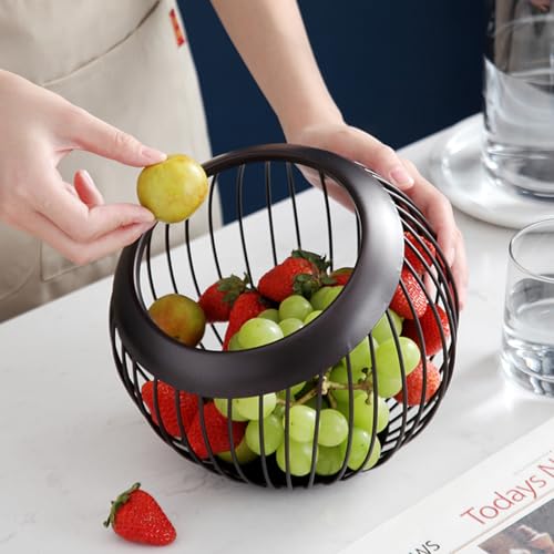 Panier en fer grande capacité noir élégant pour optimiser le stockage des légumes de cuisine - 6
