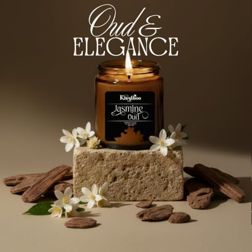 Image of Premium Scented Soy Wax Candle | Luxury Aromatherapy Candle for Home Decor & Relaxation | 200g, 25+ Hours Burn Time, Non-Toxic, Smoke-Free |Stress Relief & Wellness Gift (Jasmine Oud)