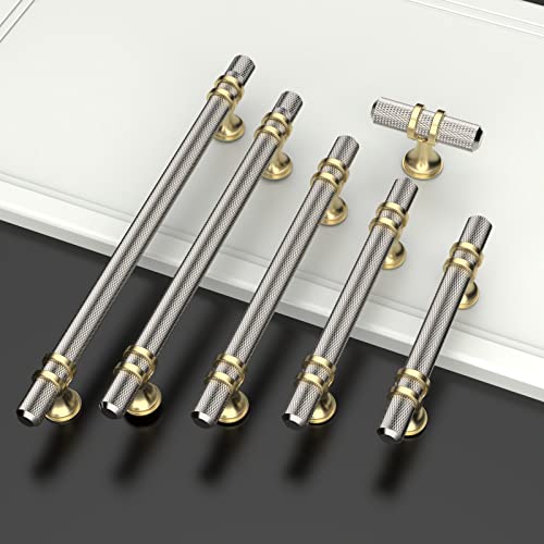 Manijas de gabinete de cocina moleteadas de 5.9" con centro de 3-3/4" 4