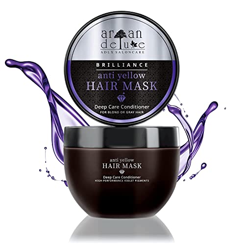 Mascarilla de plata Argan Deluxe de alto nivel, avalado para peluquerías 250 ml - tratamiento capilar para neutralizar tonos amarillos y obtener un brillo extra sedoso.