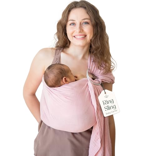 Image of Ring Sling Baby Carrier - USA Lab Tested, 100% Natural Cotton Muslin, Breathable & Ergonomic Ring Sling Rose