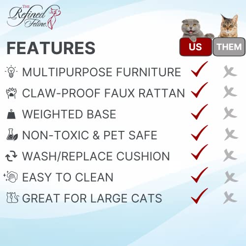 The Refined Canine Igloo Indoor Dog Bed & Cat Bed In Espresso, Multipurpose Pet Bed With Table Top, Claw-Proof Faux Rattan Is Easy To Clean, Includes Washable & Replaceable Covered Cushion #TOP3