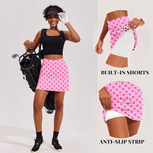 Image of Ekouaer 16 inch Golf Skorts for Woman with Inner Pockets Silicone Grippers Tennis Skirt Quick Dry Athletic Pickleball Skort