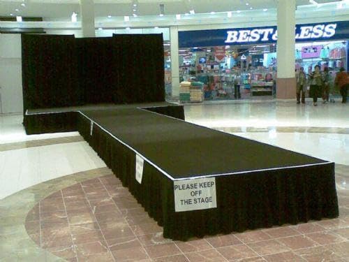 Generic Stage Skirt, Black Stage Skirting Shirred Pleat, Any Length and Height (24ft Lenght x 24"" Height)2