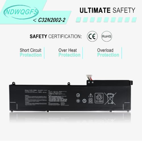 Image of C32N2002-2 Laptop Battery for Asus ZenBook Pro 15 Flip OLED UP6502ZA UP6502ZD Series 11.55V 96Wh 6-Cell Replacement Compatible with 0B200-04230000 3ICP7 /54 /64-2
