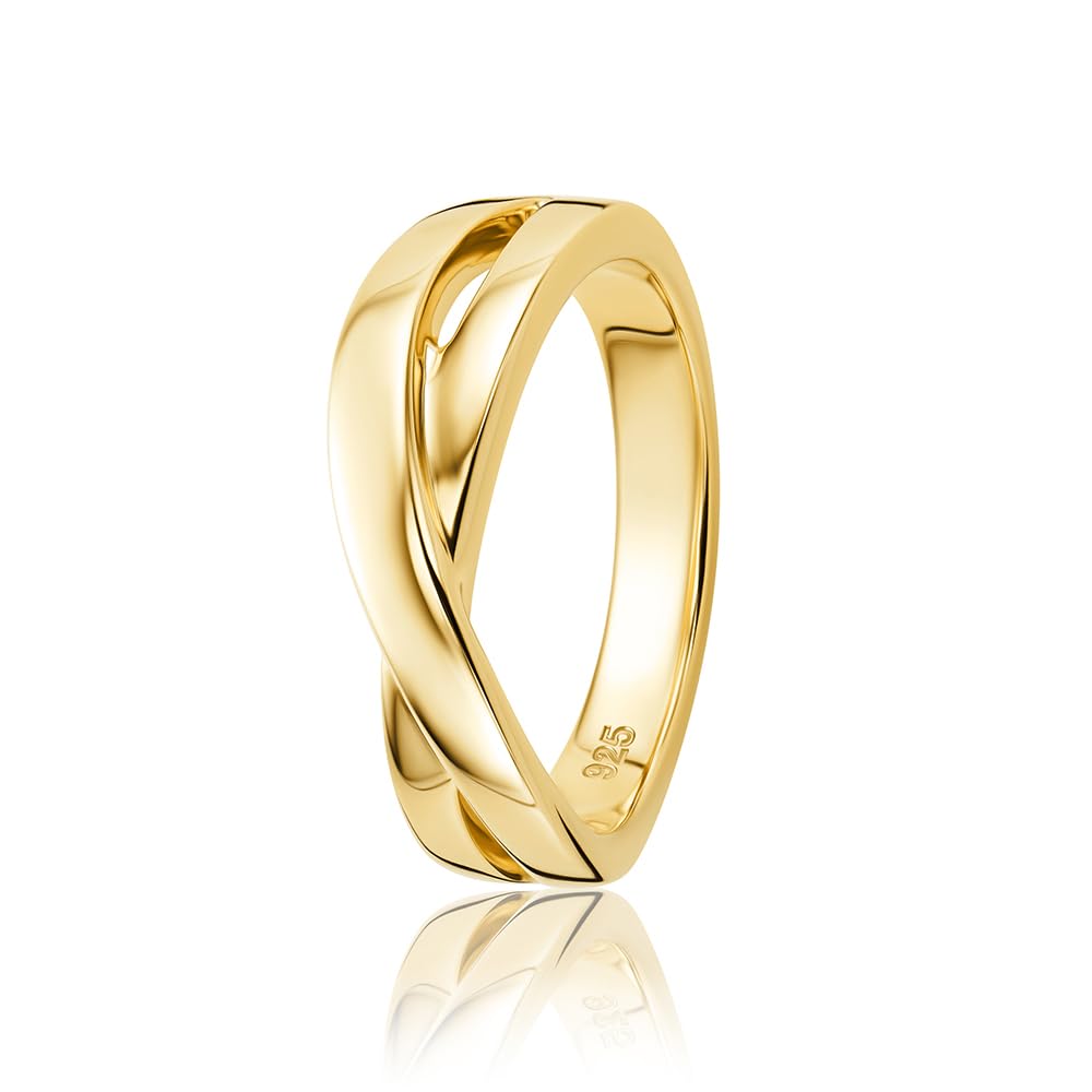 OROVI Ring Silber 925 Damen, 18K Vergoldet, Wickelring, Silberring, Damenring Gekreuzt, Ring Damen, Ringe Silber, Hypoallergener Schmuck, inkl. Edler Schmuckbox