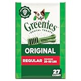 Greenies Veterinarian-Recommended Adult Natural Dental Dog Treats Regular Size, Original Flavor, 27 oz. Pack, 27 Count