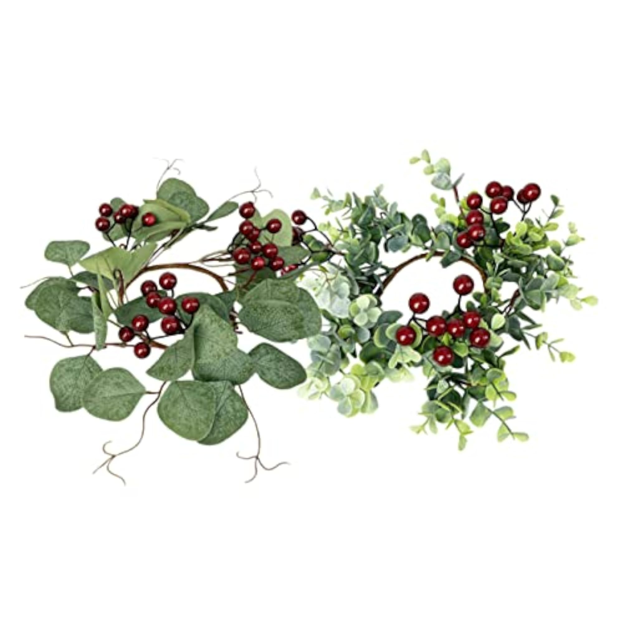 2pcs Artificial Berry Candle Wreath for Christmas Table Decor