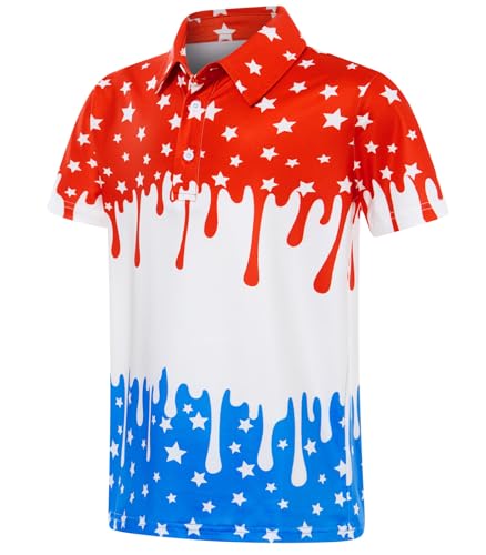 Cuddomper Boys Polo Shirt Size 7-8 4th of July Short Sleeve Golf Clothes - image 1