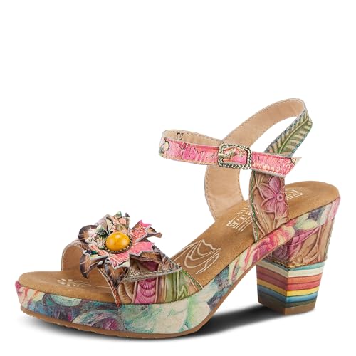 Image of L`Artiste Leilanie Hand-Painted Leather Platform Heel Sandal