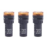 Bettomshin 3Pcs 12V 22mm/0.87'' Yellow Flash Alarm Indicator Light,Beep LED Pilot Signal Lamp w Buzz