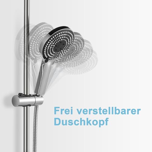 OFFO Duschset Duschstange Brausestange 90cm,wandmontierte Duschstange,verstellbarer Abstand 53 bis 85cm,mit Handbrausenhalterung,Ersatz für Dusche,Chrom
