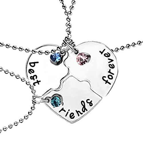 Kvinnor halsband, damer hänge, 3 st/set bästa vän för alltid halsband kit bff halsband hjärtform hänge vänskap pussel sömmar halsband smycken gåva till vänner