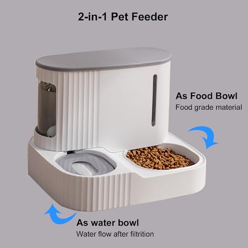 image for 7maile Automatic Dog Cat Feeder and Water Dispenser, Gravity Pet Feede