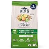 Natural Balance Limited Ingredient Adult Dry Dog Food with Vegan Plant Based Protein and Healthy Grains, Vegetarian Recipe, 24 Pound (Pack of 1)
