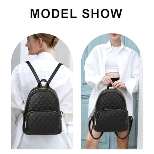 Image of Quilted Small Backpack for Women PU Leather Casual Handbag Daypack Purse | Stylish Quilted Design, water-resistant premium PU leather, matches all daily outfits, lightweight for everyday carry
