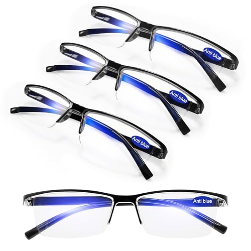 WEMOOTANTS 4 Packs Reading Glasses Men Blue Light Blocking Black 2.0 Readers 1.00 1.25 1.50 1.75 2.00 2.25 2.50 2.75 3.00 3.5 4.00