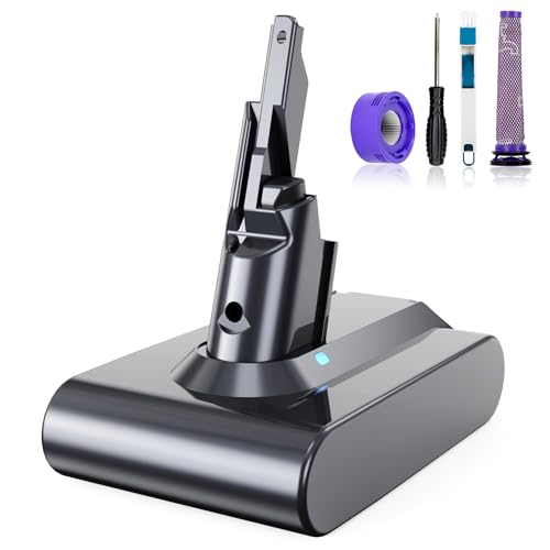 6000mAh Batterie pour V7 SV11 Remplacement Batterie pour Dyson Absolute Animal Motorhead Trigger Car+Boat Fluffy HEPA Mattress Aspirateur avec 2 Pré-Filtre et...