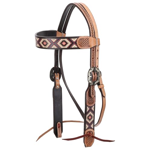Showman Aztec Loom Browband Leather Headstall