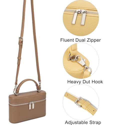 Image of Rejolly Vanity Case Handbag for Women Top-Handle PU Leather Purse Crossbody Shoulder Bag