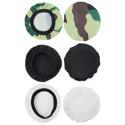 EIHI 6 Pezzi Copri Cuffie Lavabile, Custodie per Cuffie, Adatte per Cuffie da 9 A 10,5 Cm, Riutilizzabili,Antipolvere, Copri Auricolari in Tessuto Fodere Elastiche (Mimetico, Nero, Bianco)