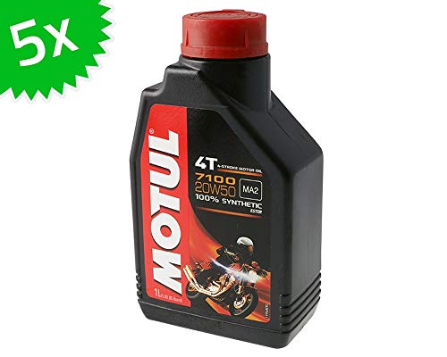 5 X 1 litro olio motore MOTUL 4T 20W50-7100 completamente sintetico 5 litri olio olio 4 tempi