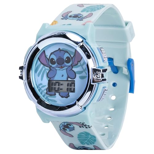 disney stitch kids lcd watch  flashing light-up dial digital time display adjustable strap fun character design perfectfor boys amp girls  fits wrists 55 to 8