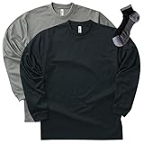 glimmer(グリマー) 長袖 4.4オンス ドライ ロングスリーブ Tシャツ メンズ 2枚組 Sportsソックスセット グレー/ブラック L