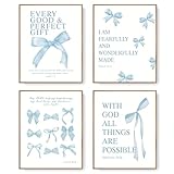 LARTSFRO Coquette Blue Bow Wall Art Decor Posters, Baby Blue Bow Room Bedroom Bathroom Dorm Wall Art...
